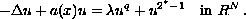 $$-\Delta u + a(x)u = \lambda u^q + u^{2^*-1}\quad {\rm in\ } R^N\,.$$