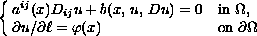 $$\cases{
  a^{ij}(x)D_{ij}u + b(x,\,u,\,Du)=0  & in $\Omega$,\cr
    \partial u/\partial \ell =\varphi(x) & on $\partial \Omega$\cr}
      $$