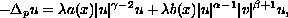 $$ -\Delta_{p}u = \lambda a(x)|u|^{\gamma-2}u
        +\lambda b(x) |u|^{\alpha -1}|v|^{\beta +1}u, $$