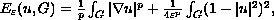 $
 E_\varepsilon(u,G)={1\over p}\int_G|\nabla u|^p
 +{1 \over 4\varepsilon^p} \int_G(1-|u|^2)^2,$