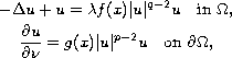 $$\displaylines{
 -\Delta u+u=\lambda f(x)|u|^{q-2}u \quad \hbox{in }\Omega , \cr
 \frac{\partial u}{\partial \nu }=g(x)|u|
 ^{p-2}u \quad \hbox{on }\partial \Omega ,
 }$$