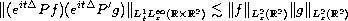 $$
 \| (e^{it\Delta} P f) (e^{it\Delta} P' g)  \|_{L^1_t L^\infty_x(\mathbb{R} \times \mathbb{R}^2)}
 \lesssim \|f\|_{L^2_x(\mathbb{R}^2)} \|g\|_{L^2_x(\mathbb{R}^2)}
 $$