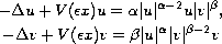 $$\displaylines{
 -\Delta u + V(\epsilon x)u = \alpha |u|^{\alpha-2}u|v|^{\beta}, \cr
 -\Delta v + V(\epsilon x)v = \beta |u|^{\alpha}|v|^{\beta-2}v
 }$$