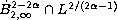 $\dot{B}^{2-2\alpha}_{2, \infty}\cap L^{2/(2\alpha-1)}$