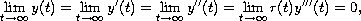 $$
 \lim_{t\to\infty}y(t)=\lim_{t\to\infty}y'(t)=\lim_{t\to\infty}y''(t)=
 \lim_{t\to\infty}r(t)y'''(t)=0,
 $$