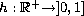 $h:{\mathbb{R}^+}{\to }{]0,1]}$