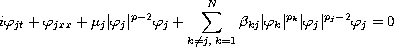 $$
 i\varphi_{jt} + \varphi_{jxx} + \mu_j|\varphi_j|^{p-2}\varphi_j
 +\sum_{k\neq j,\;k=1}^N\beta_{kj}|\varphi_k|^{p_k}|\varphi_j|^{p_j-2}
 \varphi_j=0
 $$