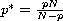 $p^*={\frac{pN}{N-p}}$