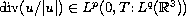 $\hbox{div} (u / |u|) \in L^p (0, T ; L^q (\mathbb{R}^3))$