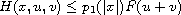 $H(x,u,v)\leq p_1(|x|)F(u+v)$