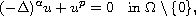 $$
 (-\Delta)^{\alpha} u+u^p=0\quad\text{in } \Omega\setminus\{0\},
 $$