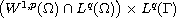 $\big(W^{1,p}(\Omega)\cap L^q(\Omega)\big)\times L^q(\Gamma)$