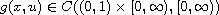 $g(x,u)\in C((0,1)\times [ 0,\infty ),[0,\infty))$