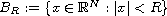 $B_R:=\{x\in \mathbb{R}^N: |x|< R\}$