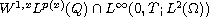 $W^{1,x}L^{p(x)}(Q)\cap L^\infty(0,T; L^2(\Omega))$