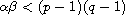 $\alpha\beta<(p-1)(q-1)$