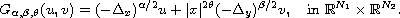 $$
 G_{\alpha,\beta,\theta}(u,v)=(-\Delta_x)^{\alpha/2}u
 +|x|^{2\theta} (-\Delta_y)^{\beta/2}v, \quad \text{in }\mathbb{R}^{N_1}
 \times \mathbb{R}^{N_2}.
 $$