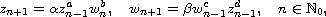 $$
 z_{n+1}=\alpha z_{n-1}^aw_n^b,\quad
 w_{n+1}=\beta w_{n-1}^cz_{n-1}^d,\quad n\in\mathbb{N}_0,
 $$