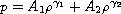 $p=A_1\rho^{\gamma_1}+A_2\rho^{\gamma_2}$