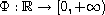 $\Phi:\mathbb{R}\to [0,+\infty)$