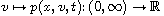 $v\mapsto p(x,v,t)\colon (0,\infty)\to \mathbb{R}$