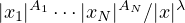 $| x_1| ^{A_1}\cdots| x_N| ^{A_N}/ |x| ^{\lambda}$