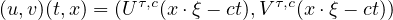 $(u,v)(t,x)=(U^{\tau,c}(x\cdot\xi-ct),V^{\tau,c}(x\cdot\xi-ct))$