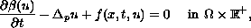 $$
  \frac{\partial\beta(u)}  {\partial t}-\Delta_p u + f(x,t,u )= 0
 \quad \hbox{ in } \Omega\times\mathbb{R}^+,
  $$