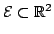 $ \mathcal{E} \subset \mathbb{R}^{2}$