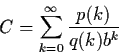 \begin{displaymath}C = \sum_{k=0}^\infty \frac{p(k)}{q(k)b^k}
\end{displaymath}