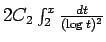 $2C_2\int_{2}^{x}\frac{dt}{(\log t)^{2}}$