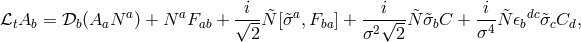 i i i ℒtAb = 𝒟b (AaN a) + N aFab + √--N&tidle;[&tidle;σa,Fba] + -2√--N&tidle;&tidle;σbC + -4N&tidle; 𝜖bdc&tidle;σcCd, 2 σ 2 σ