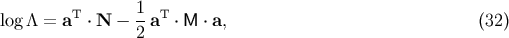 T 1- T log &amp;#x039B; = a &amp;#x22C5; N &amp;#x2212; 2 a &amp;#x22C5; M &amp;#x22C5; a, &amp;#x0028;32 &amp;#x0029;
