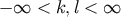 &#x2212; &#x221E; &#x003C; k,l &#x003C; &#x221E;