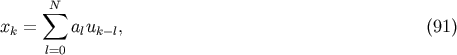 &amp;#x2211;N x = a u , &amp;#x0028;91 &amp;#x0029; k l k&amp;#x2212;l l=0