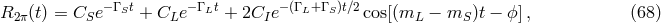 R2π(t) = CSe −Γ St + CLe −Γ Lt + 2CI e−(Γ L+ Γ S)t∕2cos[(mL − mS )t − ϕ], (68 )