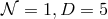 𝒩 = 1, D = 5