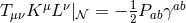 T μνK μLν|𝒩 = − 12 Pabγab