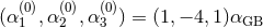 (0) (0) (0) (α 1 ,α2 ,α 3 ) = (1,− 4,1)αGB