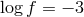log f = − 3