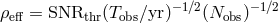ρeff = SNRthr (Tobs∕yr)−1∕2(Nobs)− 1∕2