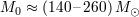 M0 ≈ (140 –260)M ⊙