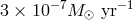 −7 −1 3 × 10 M ⊙ yr