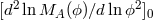 [d2lnMA (ϕ )∕d ln ϕ2]0
