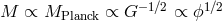 M ∝ MPlanck ∝ G −1∕2 ∝ ϕ1 ∕2