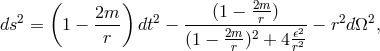 ( ) 2m-- ds2 = 1 − 2m-- dt2 − ----(1-−--r-)----− r2d Ω2, r (1 − 2mr-)2 + 4 𝜖2r2