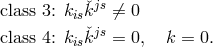 ˇjs class 3: kisk ⁄= 0 class 4: kiskˇjs = 0, k = 0.
