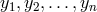 y1,y2,...,yn