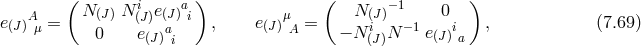 ( i a ) ( −1 ) e(J)Aμ = N (J) N (J)e(Ja) i , e(J)μA = N (iJ) −1 0 i , (7.69 ) 0 e(J)i − N (J)N e(J) a