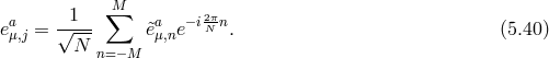 a 1 M∑ a −i2πn eμ,j = √---- &tidle;eμ,ne N . (5.40 ) N n=−M